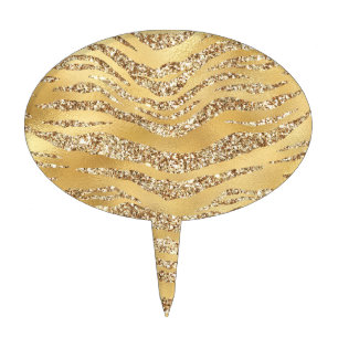 Cute Gold Tiger Skin Print Pattern Animal Lover Cake Topper