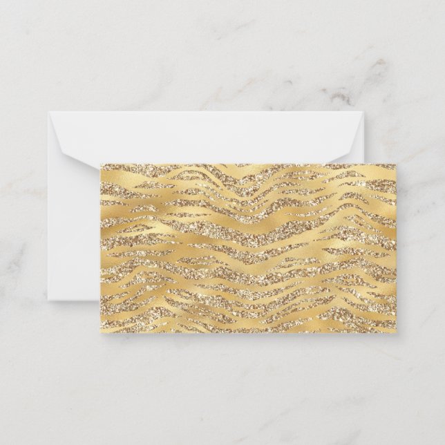 Cute Gold Tiger Skin Print Pattern Animal Lover Note Card (Front)
