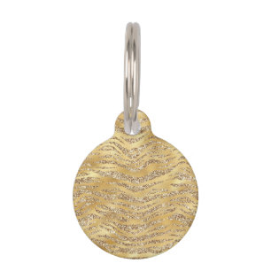 Cute Gold Tiger Skin Print Pattern Animal Lover Pet ID Tag