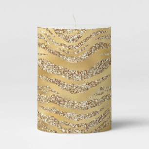 Cute Gold Tiger Skin Print Pattern Animal Lover Pillar Candle