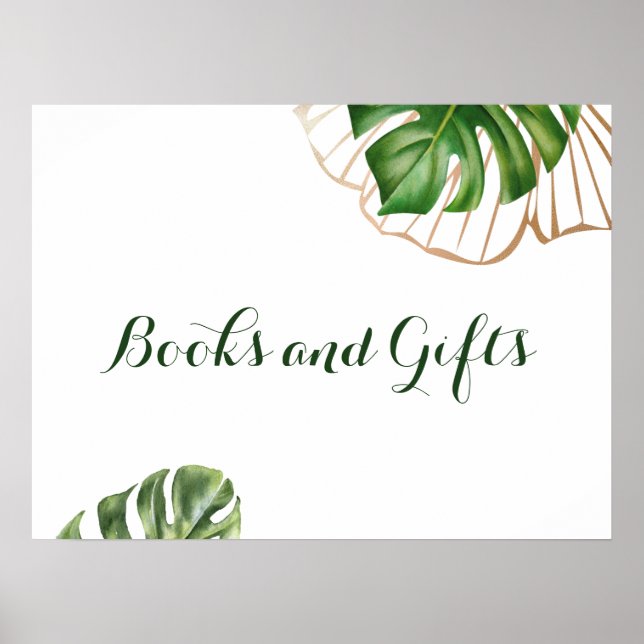 Cute Gold Tropical Palm Gender Neutral Baby Shower Poster (Front)