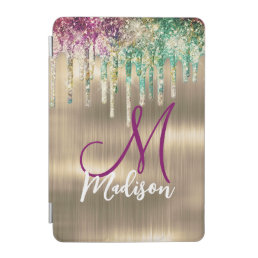 Cute gold unicorn Glitter Drips monogram iPad Mini Cover
