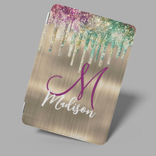 Cute gold unicorn Glitter Drips monogram iPad Mini Cover