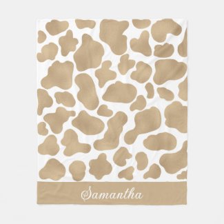 Cute Gold White Cow Print Animal Pattern