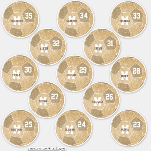 cute gold white individual soccer players sticker