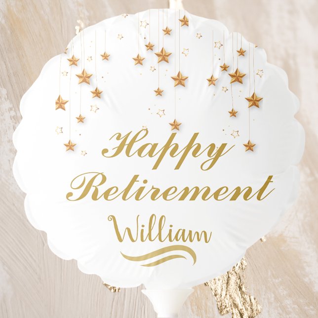 Cute gold & White Script Happy Retirement balloon (Creator Uploaded)