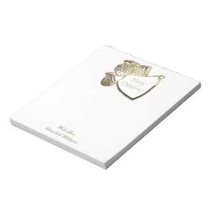 Cute Golden Angel Faux Gold and White Christmas Notepad