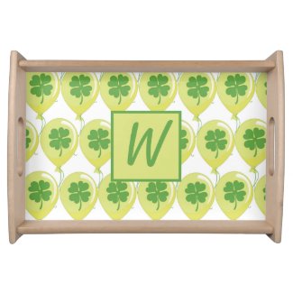 Cute Golden Balloons Green Four Leaf Clovers