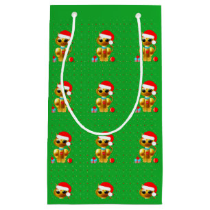 Cute Golden Christmas Cats Small Gift Bag