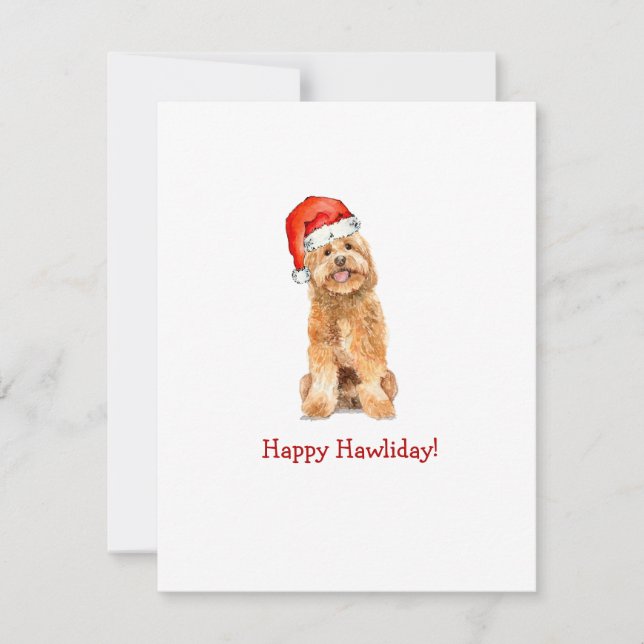 Cute Golden doodle dog Flat Holiday card (Front)