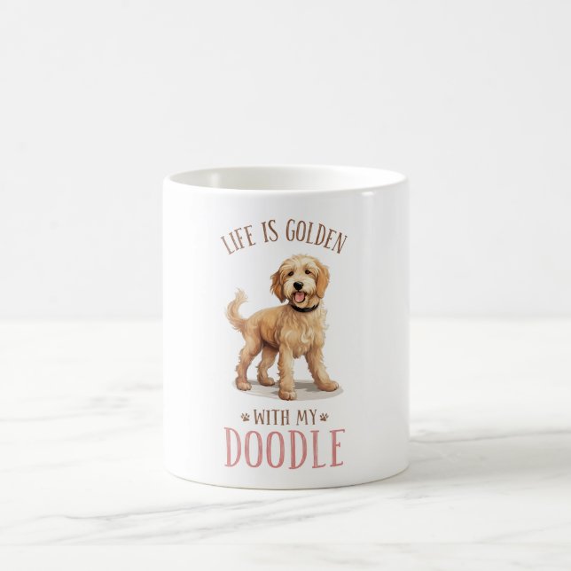 Cute Golden Doodle Dog Quote Coffee Mug (Center)