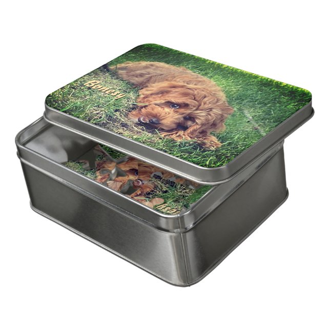 Cute Golden Doodle Puzzle With Tin Box (Lid Open)