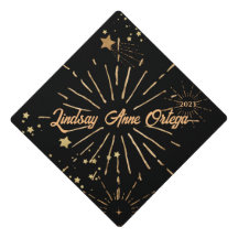 Cute Golden Fireworks Personalized Graduate