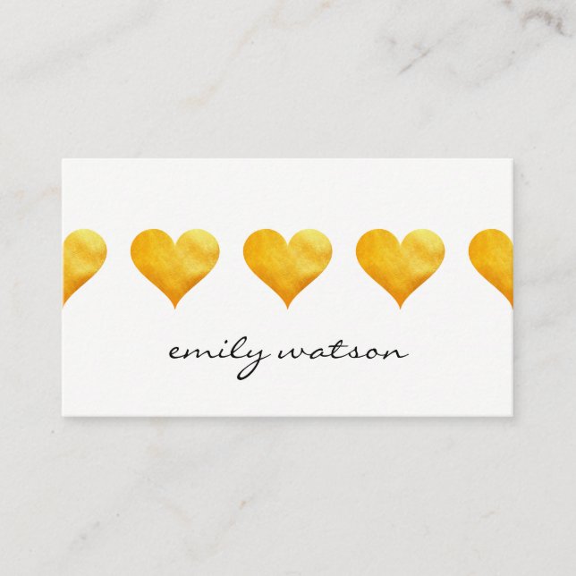 Cute Golden Hearts Business Card (Front)