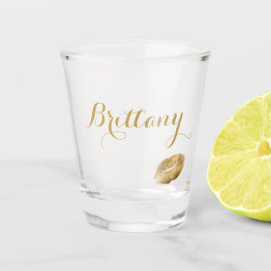 Cute Golden Kiss Lip Print Shot Glass