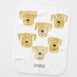 Cute Golden Labrador Retriever Dog Custom Name Baby Burp Cloth