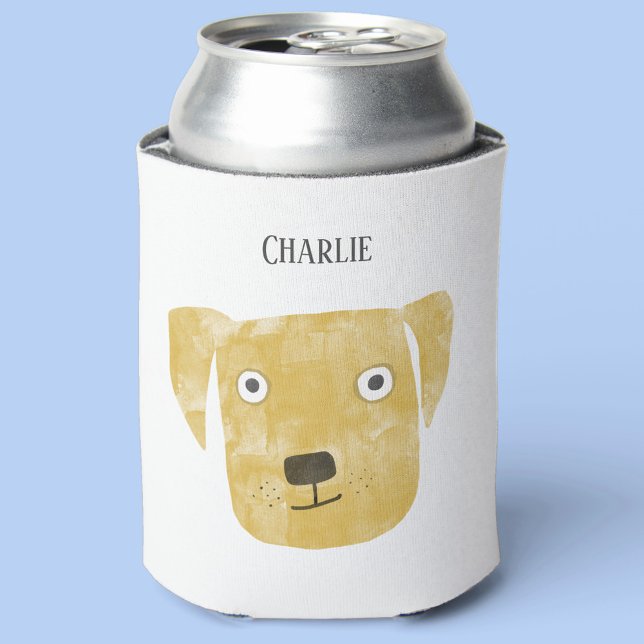 Cute Golden Labrador Retriever Dog Custom Name Can Cooler (Creator Uploaded)