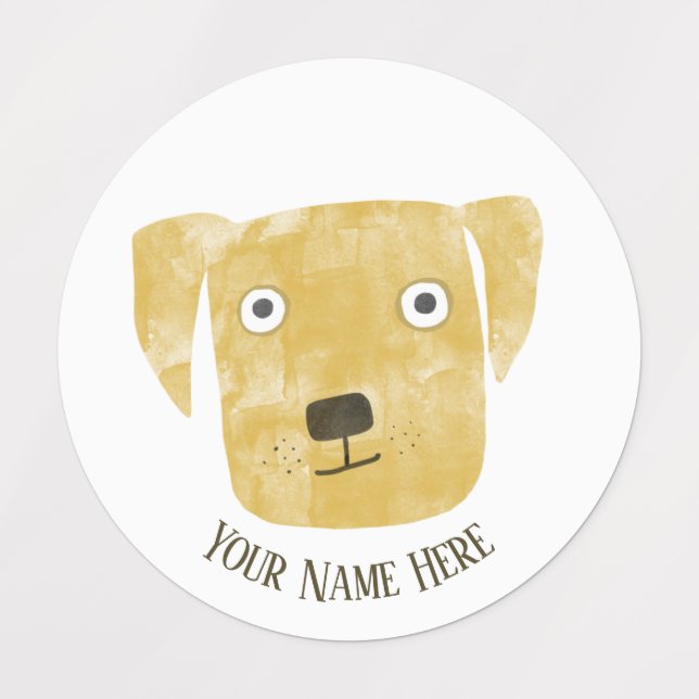 Cute Golden Labrador Retriever Dog Custom Name Labels (Design 1)