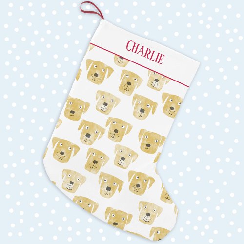 Cute Golden Labrador Retriever Dog Custom Name Small Christmas Stocking