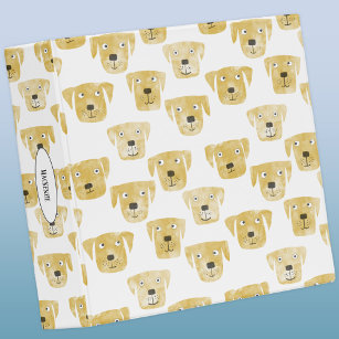Cute Golden Labrador Retriever Dog Custom Text 3 Ring Binder