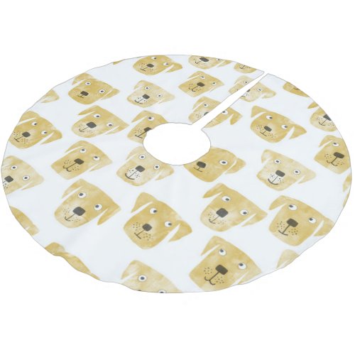 Cute Golden Labrador Retriever Dog Pattern Brushed Polyester Tree Skirt