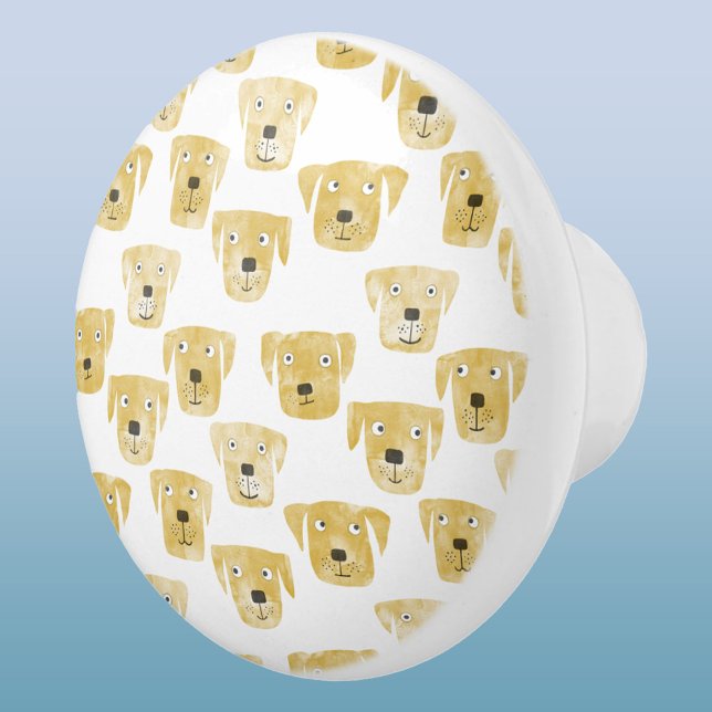 Cute Golden Labrador Retriever Dog Pattern Ceramic Knob (Fun Golden Labrador Retriever Dog ceramic door knob)