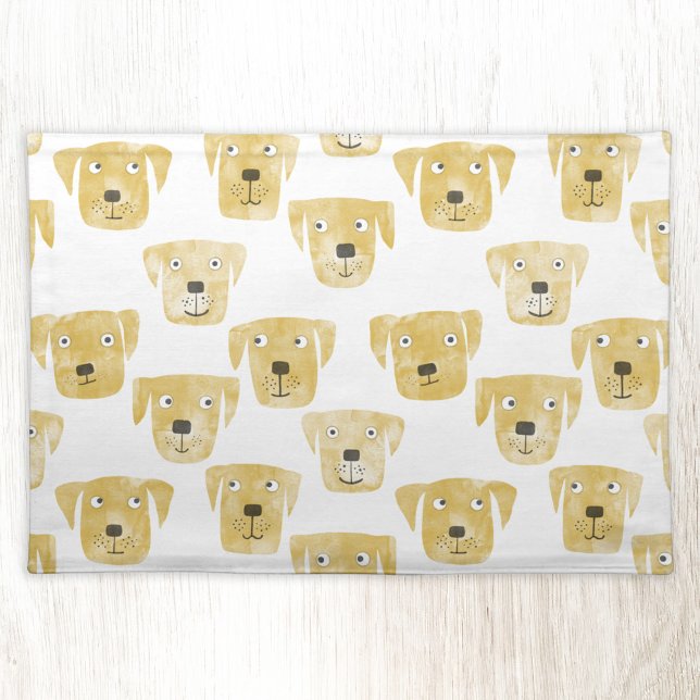 Cute Golden Labrador Retriever Dog Pattern Cloth Placemat (Golden Labrador Retriever Dog pattern watercolor art cloth placemat)