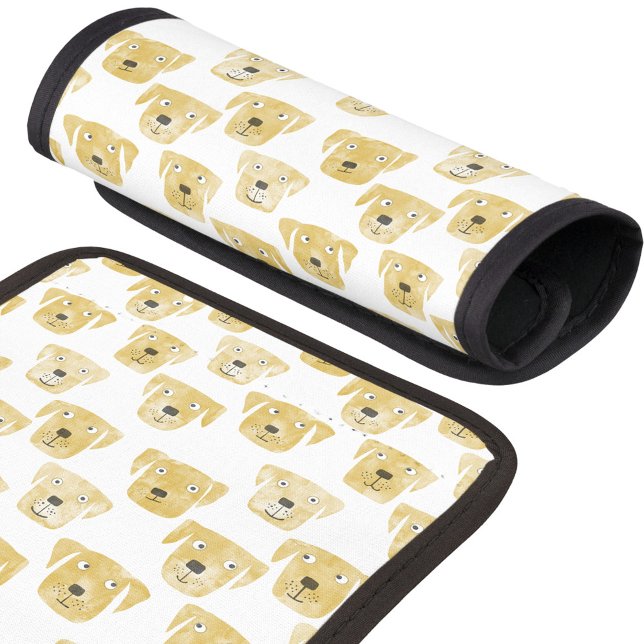 Cute Golden Labrador Retriever Dog Pattern Luggage Handle Wrap (Golden yellow labrador retriever dog pattern art luggage handle wrap)