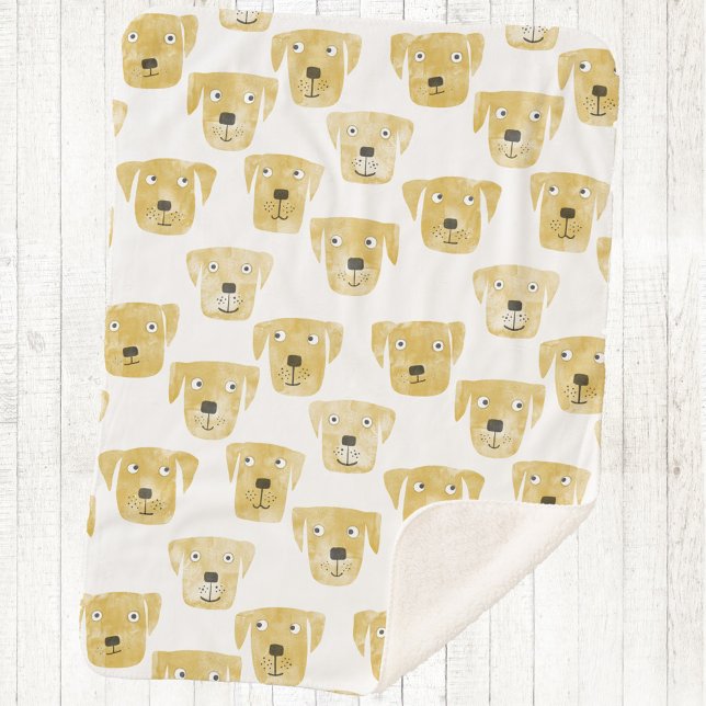 Cute Golden Labrador Retriever Dog Pattern Sherpa Blanket (Golden Labrador Retriever dog sherpa blanket)