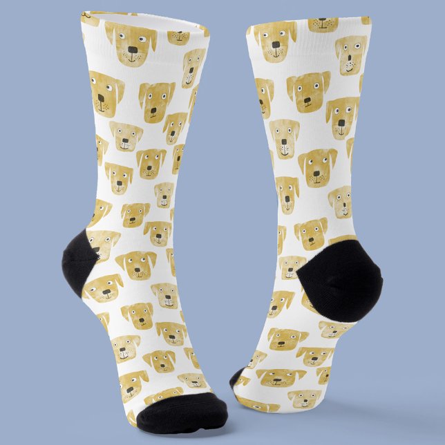 Cute Golden Labrador Retriever Dog Pattern Socks (Creator Uploaded)
