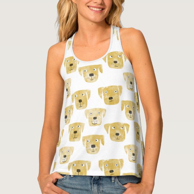 Cute Golden Labrador Retriever Dog Pattern Tank Top (Front)