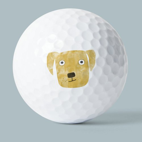 Cute Golden Labrador Retriever Dog Watercolor Golf Balls