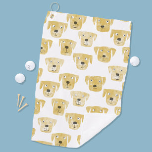 Cute Golden Labrador Retriever Dog Watercolor Golf Towel