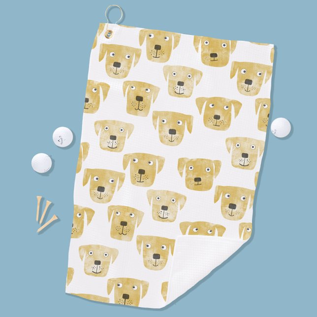 Cute Golden Labrador Retriever Dog Watercolor Golf Towel (Creator Uploaded)