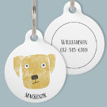 Cute Golden Labrador Retriever Personalized Pet ID Tag<br><div class="desc">A fun personalized Golden Labrador Retriever design, with original art by Nic Squirrell. Featuring a watercolor painting of a cute and lovable dog, this is a perfect way to show off your love for your furry friend. Customized with the name of your choice and contact details on the reverse, it...</div>
