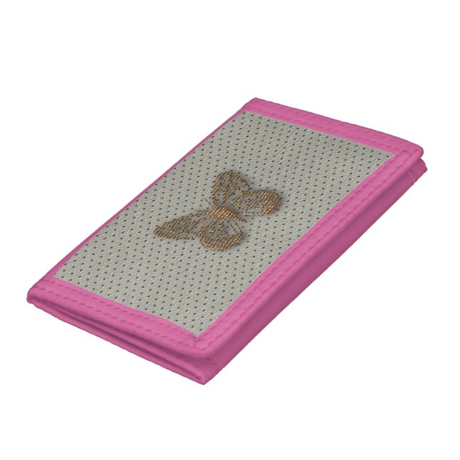 Cute Golden Leaf Gray Leather Texture Wallet (Bottom)