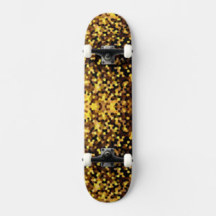 Cute golden mosaic pattern skateboard