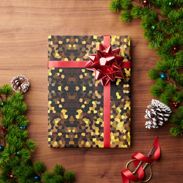 Cute golden mosaic pattern  wrapping paper (Holiday Gift)