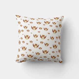 Cute Golden Owl Seamless Pattern Throw Pillow