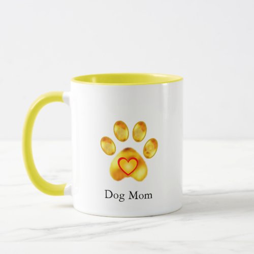 Cute Golden Paw Dog Mom Mug