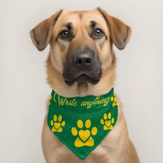 Cute Golden Paw Print Emerald Pet Bandana Collar