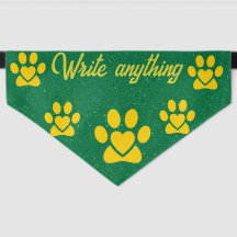 Cute Golden Paw Print Emerald Pet Bandana
