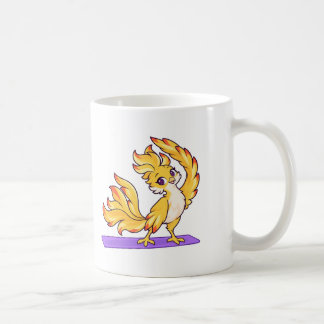 Cute Golden Phoenix Stretching on a Yoga Mat Coffee Mug