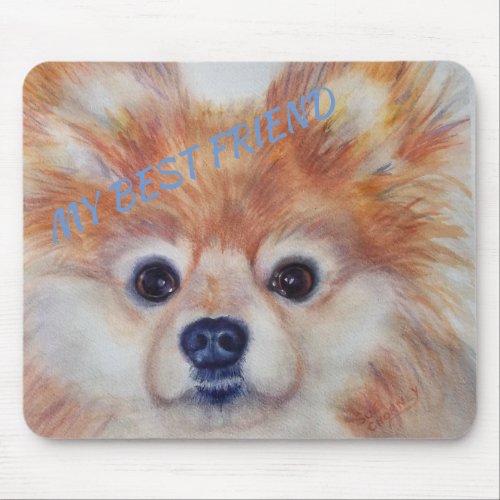 CUTE GOLDEN POMERANIAN MOUSE PAD