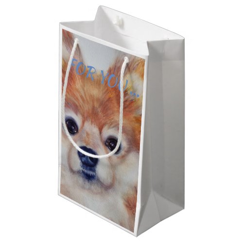 CUTE GOLDEN POMERANIAN SMALL GIFT BAG