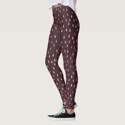 Cute Golden Rain Drop Leggings Womens