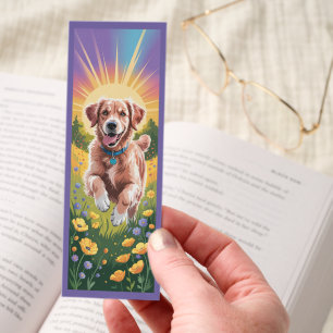 Cute Golden Retriever At Sunset Bookmarks