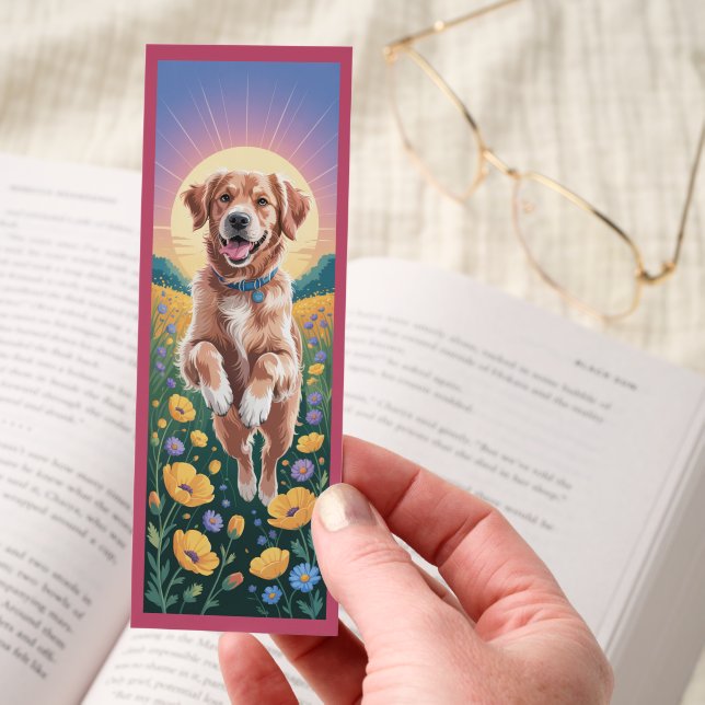 Cute Golden Retriever At Sunset Bookmarks (Hand)