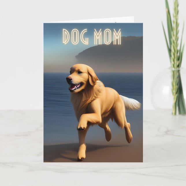 Cute Golden Retriever Beach Dog Mom Card (Front)