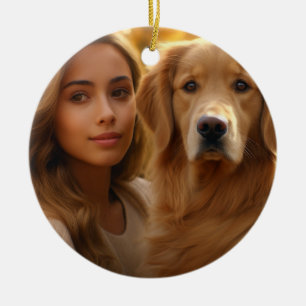 Cute golden retriever Best Dog Mom Ever Ceramic Ornament